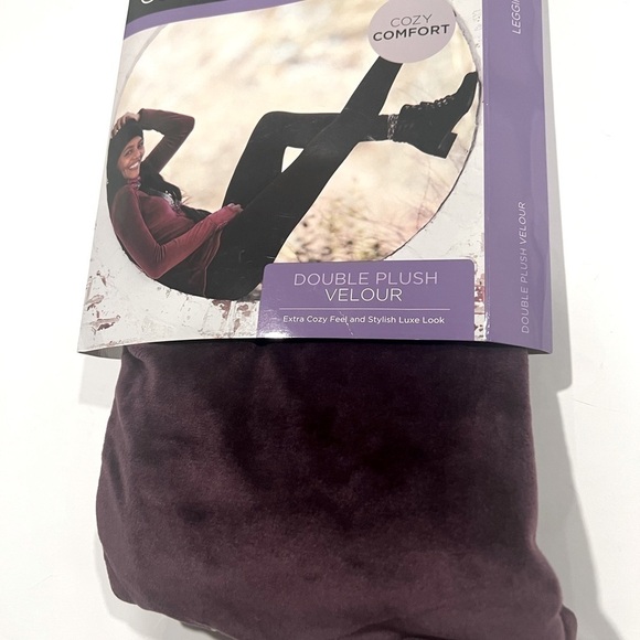 Cuddl Duds ribbed Double Plush Velour Legging eggplant XS New - Picture 6 of 9